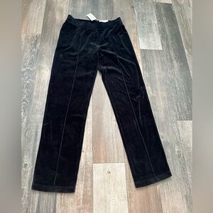 NWT Zenergy by Chico's Women's Elastic Waist Black Velour Pintuck Pants S O/ Sm